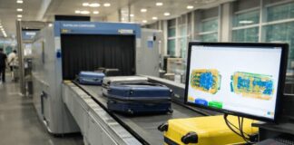 인천공항, 미국행 ‘수하물 재검색’ 줄인다… 미니애폴리스·디트로이트까지 확대 공항 수하물 검색 장비에서 캐리어가 엑스선 보안검색을 받는 모습