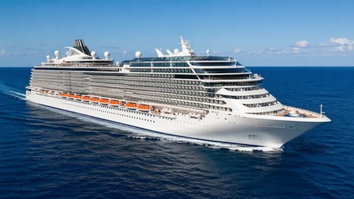 A world-class cruise ship sailing across open blue water