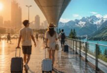 폭염이 바꾼 여름 여행… ‘쿨케이션’ 수요 커진다 여름철 시원한 지역으로 떠나는 여행 수요 증가를 상징하는 공항 여행객 이미지