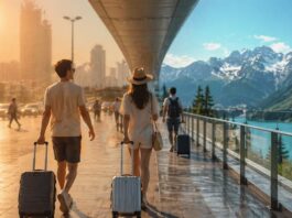 폭염이 바꾼 여름 여행… ‘쿨케이션’ 수요 커진다 여름철 시원한 지역으로 떠나는 여행 수요 증가를 상징하는 공항 여행객 이미지