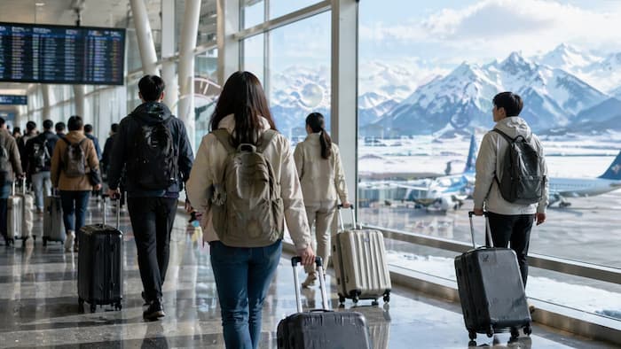 폭염 속 도시를 벗어나 시원한 여행지로 이동하는 쿨케이션 트렌드를 보여주는 이미지