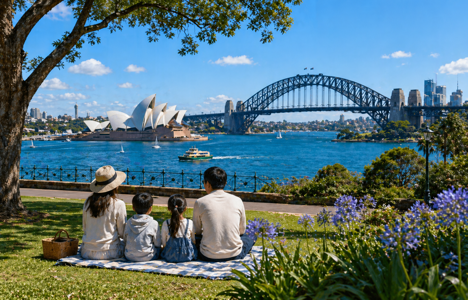 시드니 하버와 도심 자연 공간을 함께 즐기는 뉴사우스웨일즈 가족 여행 풍경