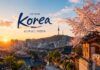 한국 전통과 현대가 조화를 이루는 여행 포스터 스타일의 이미지
