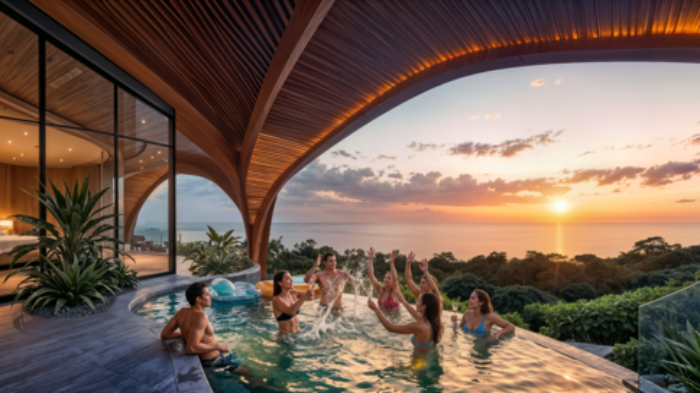 ELLE Resort & Beach Club Bali 인피니티 풀과 선셋 라이프스타일 공간