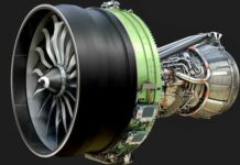 GE9X 엔진과 대한항공 777-9 도입 계획을 상징하는 대형 항공기 엔진