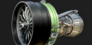 GE9X 엔진과 대한항공 777-9 도입 계획을 상징하는 대형 항공기 엔진