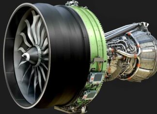 GE9X 엔진과 대한항공 777-9 도입 계획을 상징하는 대형 항공기 엔진