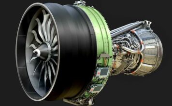 GE9X 엔진과 대한항공 777-9 도입 계획을 상징하는 대형 항공기 엔진