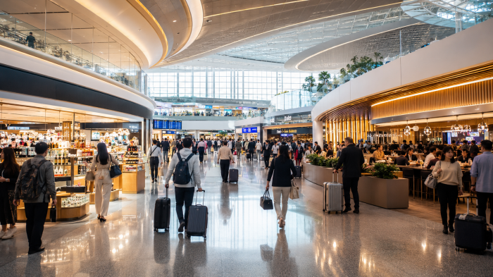 인천공항 면세점과 식음시설을 이용하는 외국인 관광객 소비 이미지
