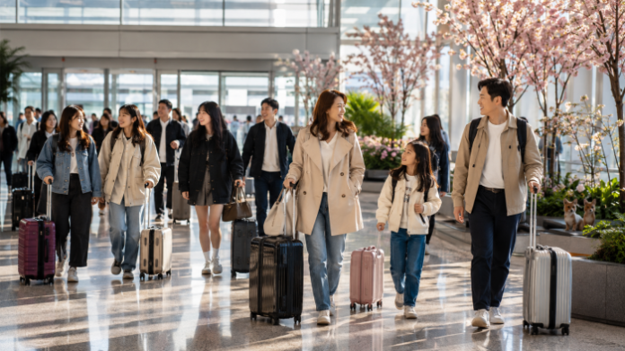 일본 골든위크와 중국 노동절 연휴를 맞아 한국을 찾은 외국인 관광객들이 공항 입국장을 지나는 모습
