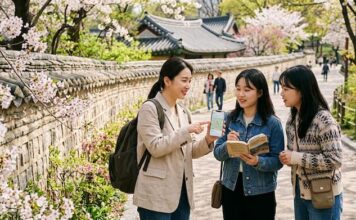 국가유산 방문 캠페인에 여기어때 숙박 할인…궁궐·산사로 넓어진 5월 국내여행 국가유산 여행지를 찾는 여행객과 숙박 할인 혜택을 상징하는 국내여행 이미지