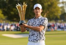 오승택, KPGA 파운더스컵 첫 우승…14번 홀 벙커 버디로 정상 오승택 KPGA 파운더스컵 첫 우승 트로피 세리머니 참고사진 기반 생성 이미지