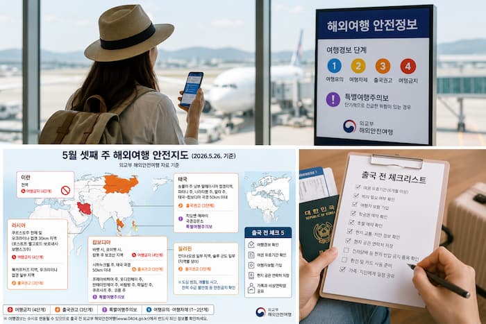 2026년 5월 26일 기준 해외여행 위험지역 인포그래픽