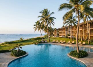 Saipan’s Decline Shows the Cost of Failing to Plan Beyond the Peak Saipan resort coastline after its tourism peak, showing aging facilities and a quiet poolside area