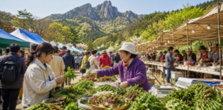 경북 영양 산나물 축제와 일월산 생태관광을 상징하는 이미지