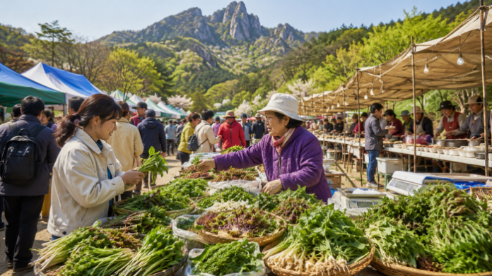 경북 영양 산나물 축제와 일월산 생태관광을 상징하는 이미지