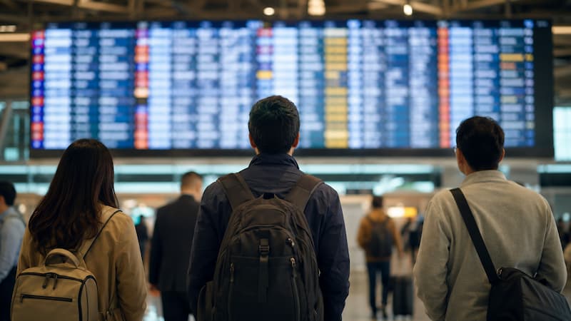 항공동맹의 역사와 글로벌 출발 네트워크를 상징하는 공항 전광판