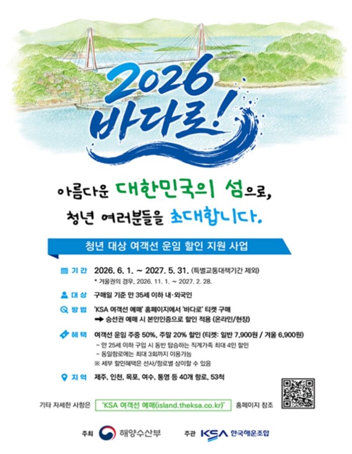 청년 여행객들이 여객선을 타고 섬여행을 떠나는 모습