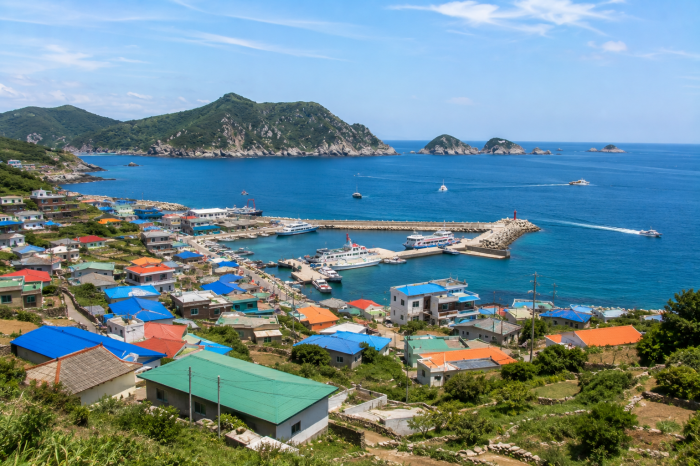 상추자도항과 추자도 섬마을 풍경