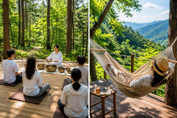 국립산림치유원 숲속 해먹 체험 풍경
