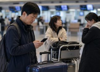 유류할증료 19단계 하락에도 성마른 기대는 금물, 해외여행 막는 진짜 장벽은 고환율 유류할증료 19단계 하락에도 고환율로 해외여행 부담이 이어지는 공항 풍경
