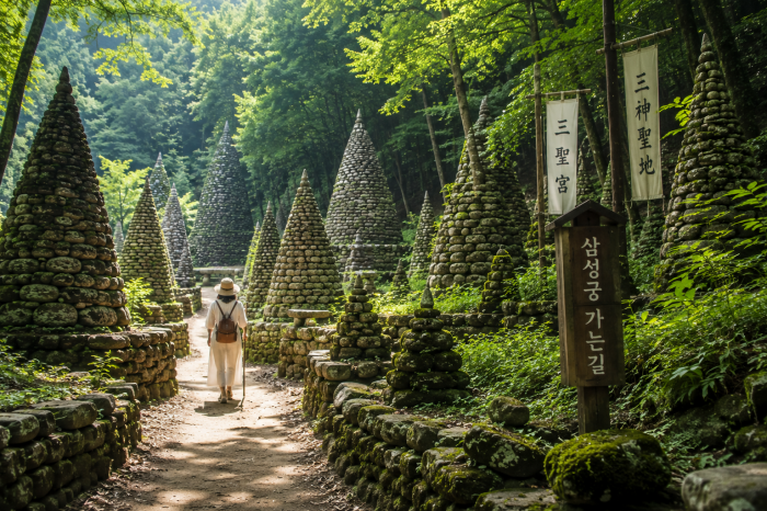 하동 삼성궁 숲길과 돌탑 산책로