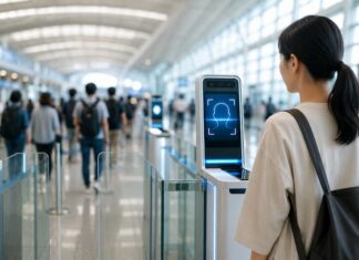 인천공항, 스마트패스 전용 출국장 확대…14.7% 이용률 끌어올릴까 인천공항 스마트패스 얼굴인증 출국장 이용 장면