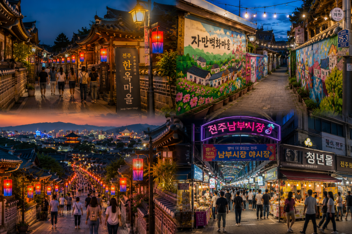 전주 한옥마을과 자만벽화마을, 남부시장 야시장으로 이어지는 여행 동선