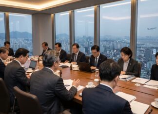 한국관광 5.0과 국가 관광전략회의를 상징하는 관광산업 이미지