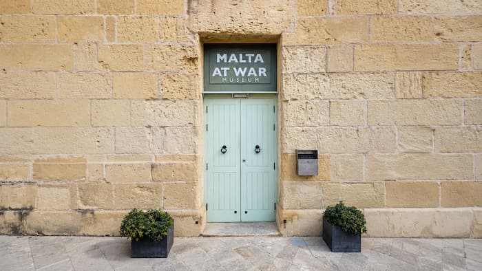 Malta at War Museum entrance with stone building