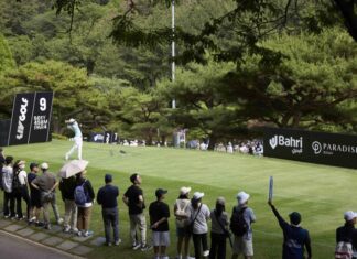 부산 아시아드컨트리클럽에서 열린 LIV 골프 코리아 2026 경기 장면