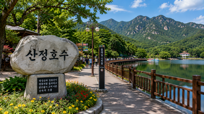 포천 산정호수 하동주차장에서 포천갤러리와 제방길로 이어지는 둘레길 시작 구간