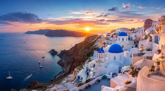 Santorini caldera view representing Greece tourism in Seoul event