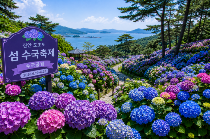 전남 신안 도초도 수국공원에 펼쳐진 100만 본 수국 군락