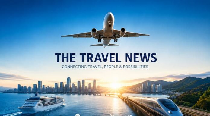 The Travel News digital relaunch main image with aviation, cruise, rail, city and tourism industry themes