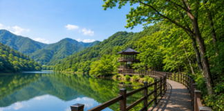 영주 순흥저수지 데크길, 1.35km 호수 산책로에서 만나는 소백산 물빛 영주 순흥저수지 데크길과 소백산 자락 호수 풍경