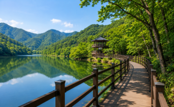 영주 순흥저수지 데크길, 1.35km 호수 산책로에서 만나는 소백산 물빛 영주 순흥저수지 데크길과 소백산 자락 호수 풍경