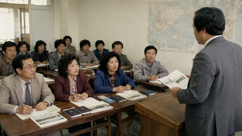1980년대 해외여행 소양교육을 받는 한국인들