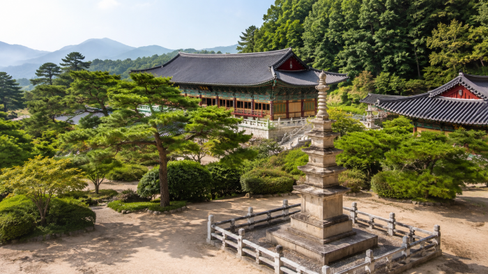 충주 석종사 석탑과 대웅전, 소나무 정원