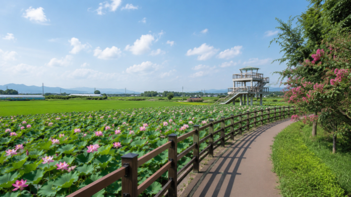 daegu_banyawol_lotus_trail_main 대구 반야월연꽃단지의 산책로와 넓게 펼쳐진 연꽃 군락