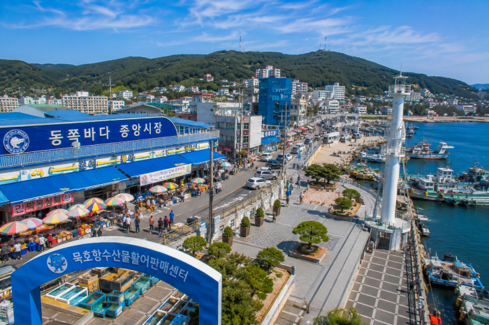 동쪽바다중앙시장과 묵호항 수산시장, 묵호항 수변공원 해안 산책 풍경