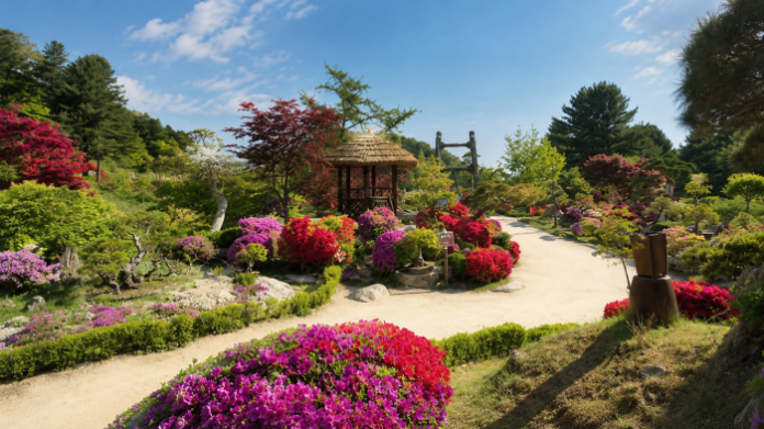 gapyeong-morning-calm-garden-summer 가평 아침고요수목원 한국정원에 만개한 철쭉과 여름 꽃길