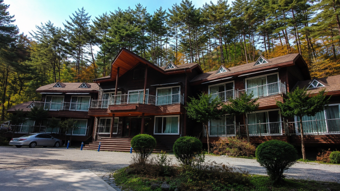 가리왕산자연휴양림 숲속 산림문화휴양관 전경