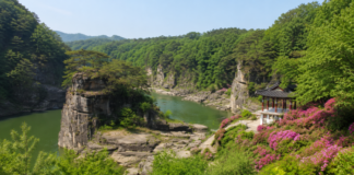 철원 고석정, 수억 년 절벽과 한탄강이 만나는 여름 명소… 전설 품은 철원 9경 한탄강과 고석, 강변 정자가 어우러진 철원 고석정 전경