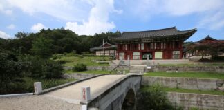 고성에 이런 절이 있었나…금강산 자락의 대찰 건봉사 능파교와 전각이 어우러진 금강산 자락의 고성 건봉사 전경