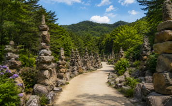 합천 천불천탑, 한 가지 소원 빌러 찾는 허굴산 돌탑 명소 합천 천불천탑 돌탑 사이로 이어지는 허굴산 산책로
