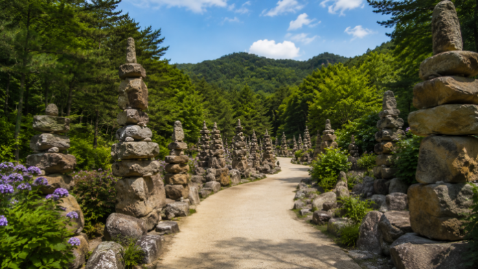 hapcheon-cheonbul-cheontap-stone-tower-road 합천 천불천탑 돌탑 사이로 이어지는 허굴산 산책로
