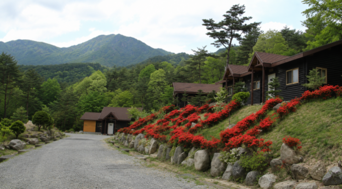 합천 오도산자연휴양림, 해발 700m 소나무숲 5인실 비수기 7만원 합천 오도산자연휴양림 소나무숲과 숲속의 집 전경