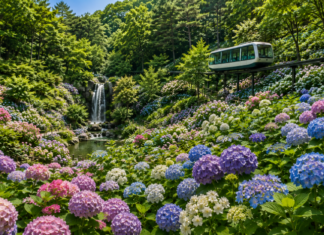 “부모님 모시고 가면 백점” 화담숲, 7만 송이 수국으로 여름 정원 물들인다 경기도 광주 화담숲 수국원에 7만 송이 수국이 만개하고 모노레일과 숲길이 어우러진 여름 정원 풍경