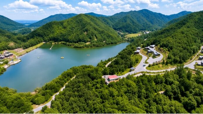 보성 제암산자연휴양림 호수와 산림 전경